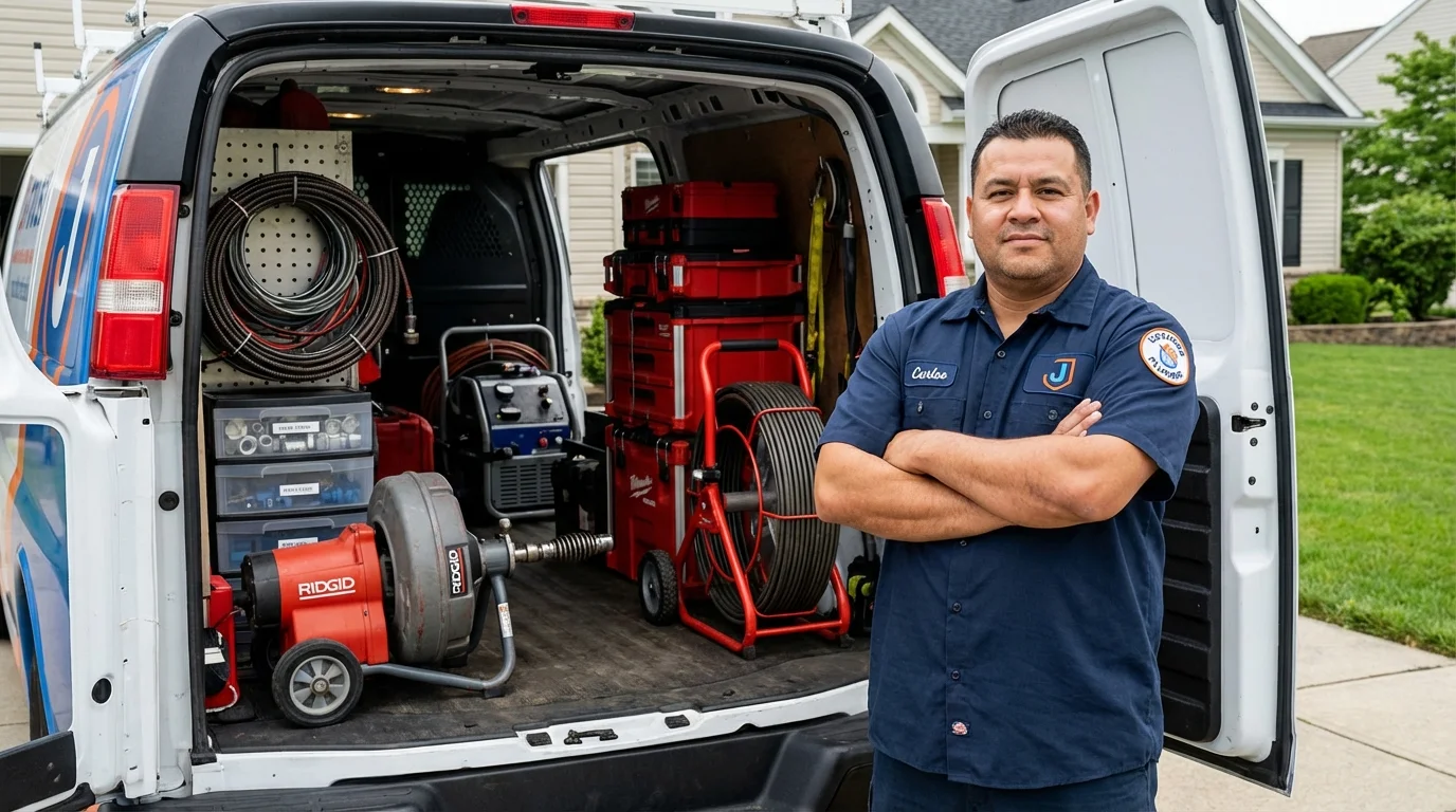 Professional drain cleaning equipment and Johns Plumbing LLC plumber in Pottsboro