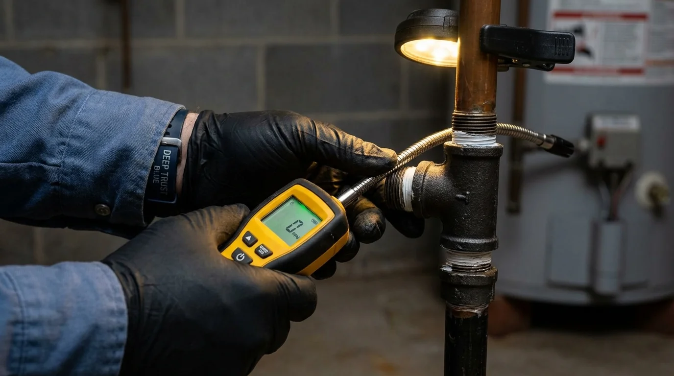 Gas leak detection with electronic sniffer by Johns Plumbing LLC in Pottsboro